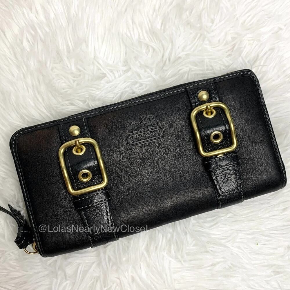 y2k Coach Double Buckle Black Wallet